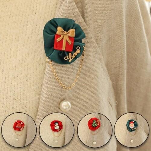 1PC Cloth Brooch Santa Snowman Suit Pin Pearl Fashion Exquisite Fashion Jewelry Brooches Clothing Decoration Accessories