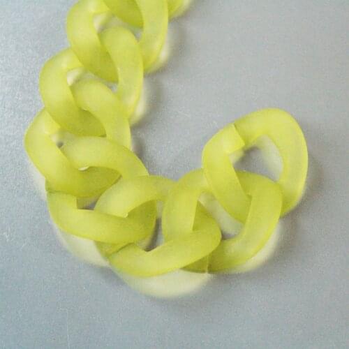 20pcs Matte Yellow Chunky Acrylic Curb Chain Links,Translucent Plastic Curb Chain Links, Open Link per Size 39mmx33mm SC074