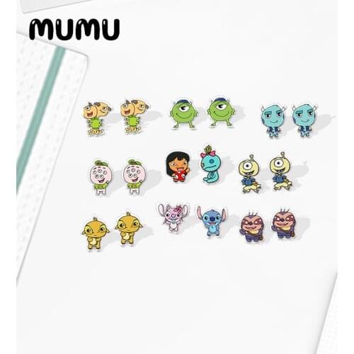 2021 New Cute Monsters Stud Earring Lovely Stitch Epoxy Jewelry Resin Acrylic Earrings Handmade Gifts Girl