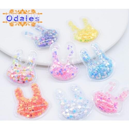 32Pcs/lots Lovely Rabbit Cat Shake Sequins Applique Flowing Star Patches for Girl Kids Baby Hair Clips Headdress Slime Supplies
