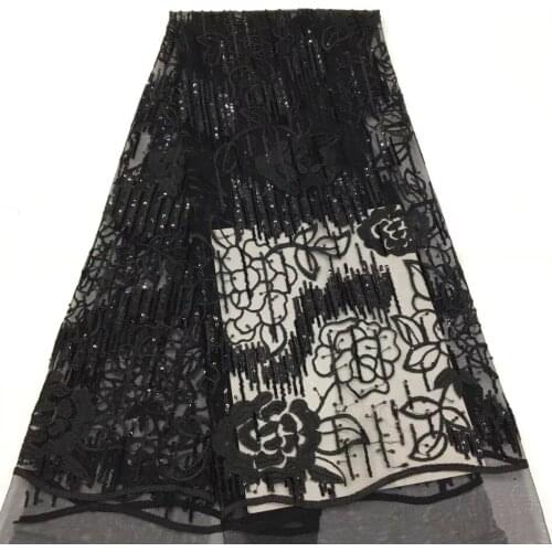 African Lace Fabric 5 Yards 2021 High Quality Lace Tulle French Embroidered Mesh Lace Fabric Women Dress XX3885