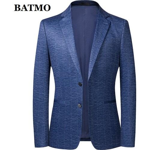 BATMO 2020 new arrival autumn casual plaid blazer men,mens casual grey jackets,plus-size M-4XL 9853
