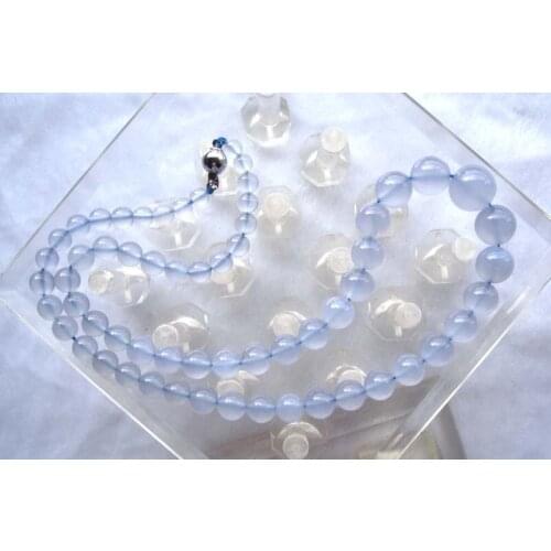 Free Shipping Natural Blue Chalcedony Round Beads Necklace Women Jewelry accessories weddings parties birthday gift