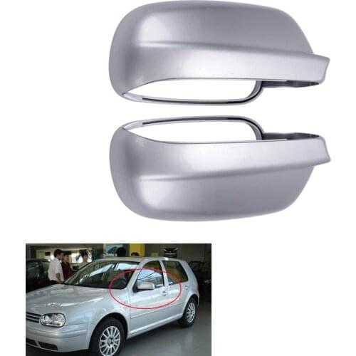 Side Wing Mirror Cover Cap Silver Pair Fit For VW Passat B5 Bora Golf 4
