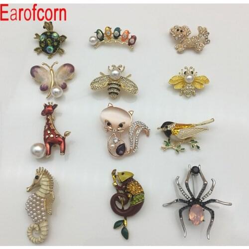 Earofcorn Delicate Pearl Rhinestone Animals Brooches Male Female Fashion Brooches Accessories Gife lapel pin