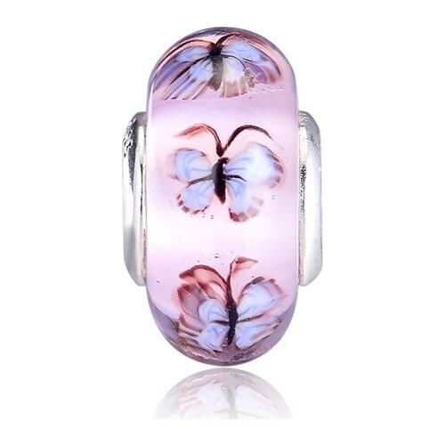 Butterfly Murano Glass Beads Fit Charm Bracelet 925 Sterling Silver Jewellery DIY Spring Charms Silver Beads for Jewelry Making