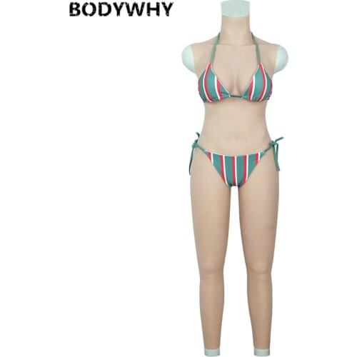 D Cup Silicone Whole Bodyshapers with Breast Forms Suit Fake Boobs for Mastectomy Crossdresser Shemale Artificial Cosplay Latex