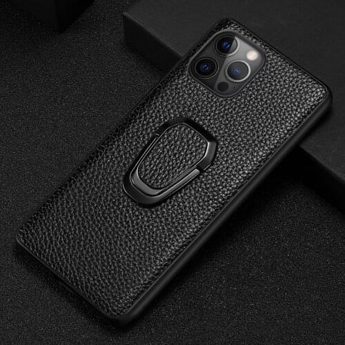 Langsidi Brand For iphone 12 case magnet Leather kickstand shockproof back cover for iphone 12 pro phone case 12 mini Metal Ring