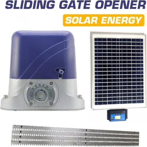 500kg Solar Energy Automatic Sliding Gate Opener Engine with 4m Steel Rack and Remote Control Sliding Door Motor for Garage Gate