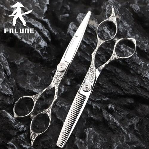 FnLune Tungsten Steel Professional Hair Salon Scissors Cut Barber Accessories Haircut Thinning Shear Hairdressing Tools Scissors