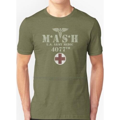 Mash ( Distressed Design ) T Shirt 100% Pure Cotton Big Size Mash 4077 4077th Mash 4077 Hawkeye Kinger Alan Alda War Korean