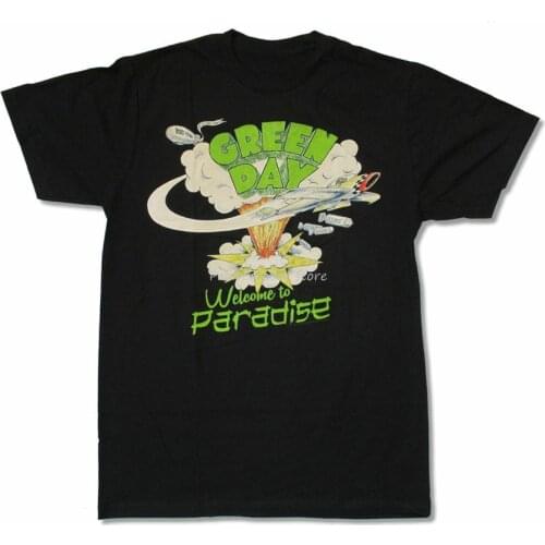 Men cotton tshirt man bigger size teeshirt Green Day Paradise Black T Shirt New Band Merch Welcome Street Wear Fashion Tee Shirt