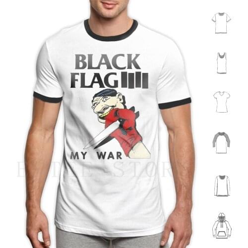 Black Flag-My War T Shirt DIY Big Size 100% Cotton Discharge Crust Punk 80s Subhumans Oi The Damned Cock Sparrer Anti Flag