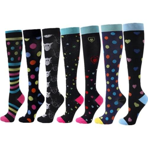 New Compression Socks Halloween Cat Dot Heart Shaped Running Men Women Compression Socks Fit Running Hiking Flight Travel
