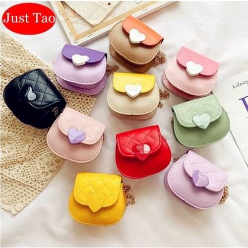 Just Tao!Lovely style purse for childrens baby girls smal leather heart bags toddlers shoulder bag Mini messenger wallet JT125