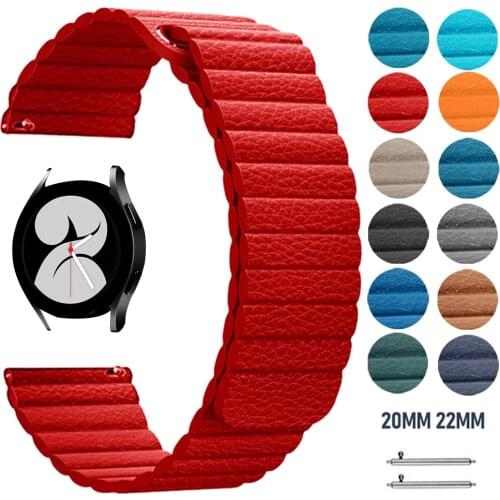 Leather Band for Samsung Galaxy Watch 4 Classic 46/42mm Magnetic Buckle Galaxy Watch4 44mm 40mm Watchband Bracelet 20 22mm Belt