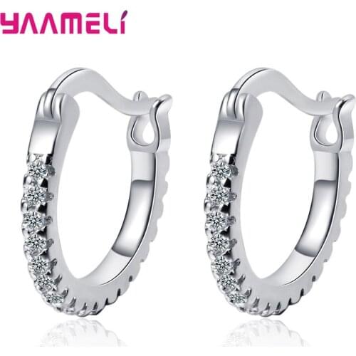 Fashion Trendy Gift Women Jewelry Supplies 925 Sterling Silver Mirco Paved Cubic Zircon Rhinestone Hoop Earrings Brincos