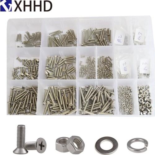 Phillips Flat Head Machine Screw Metric Thread Cross Recessed Countersunk Bolt Set Assortment Kit Box 304 Stainless Steel M2 M3