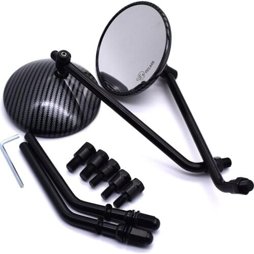 Motorcycle fashion Round Carbon fiber Rearview Mirrors Rear View Mirror Long/Short Handle For Yamaha For kawasaki For Suzuki