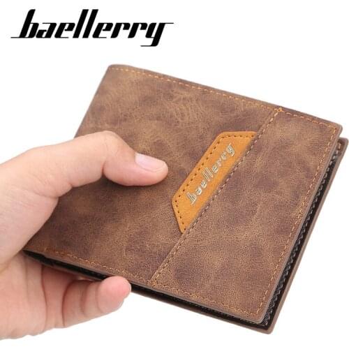 Baellerry Fashion Men Short Wallet Multi-card Coin Pocket Classic Male Purse Korean Version Casual Horizontal Open Leather Bag