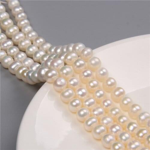 Real 6mm 100% Natural Freshwater Pearl White Round Beads For Jewelry Making DIY Bracelet Necklace 14'' Accessories Women Finding