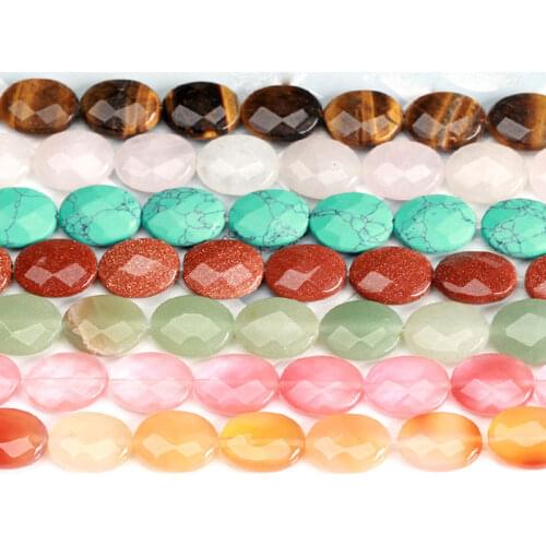 Natural Stone Faceted Oval Beads For Jewelry Making DIY Jewelry Accessorries Beads For Bracelet White Howlite Red Carnelian