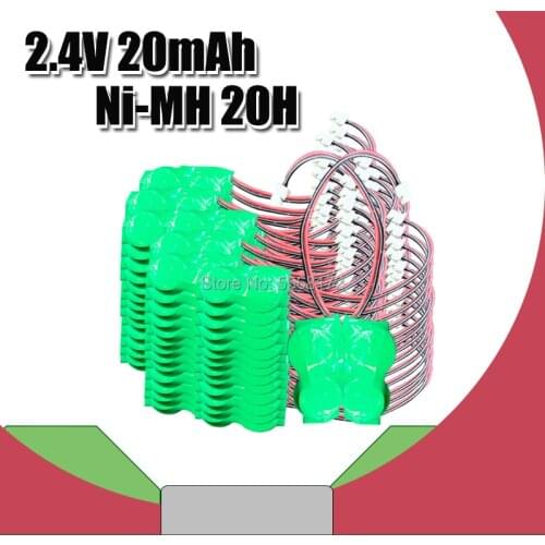 10-100pcs 2.4V 20mAh Ni-MH Wth Wire And Plug BIOS CMOS Rechargeable Button Cell Battery Ni MH Batteries