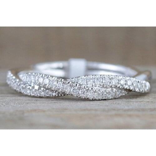 2021 new products Twist rose Gold silver color fashion promise eternity band wedding Ring for girl women lady jewelry R5008