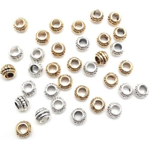 Wholesale 30pcs 8X6mm Ring Flat Beads Metal Beads Loose Bedas For Jewelry Making Findings Necklace Bracelet Earrings Findings