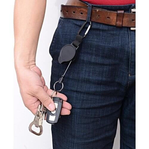 Outdoor Camping Emergency Tools EDC Outdoor Steel Survival Rope Burglar Keychain Tactical Retractable Key Chain Camping Key Ring