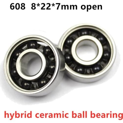50pcs Steel hybrid ZrO2 Si3N4 ceramic ball bearing open 608 8*22*7 mm Finger spinner roller skating wheel bearings 8mmx22mmx7mm