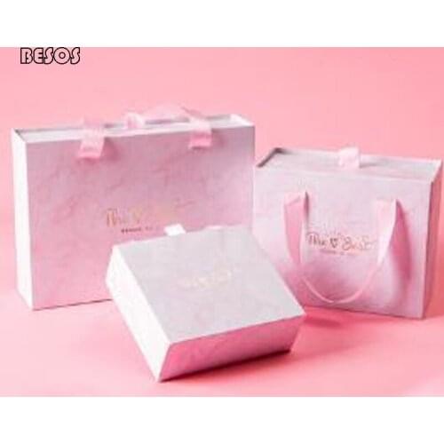 Simple Wedding Christmas New Year Valentines Day Pink Marble-embossed Letter Candy Snack Pull-shaped Promotional Gift Box B169D