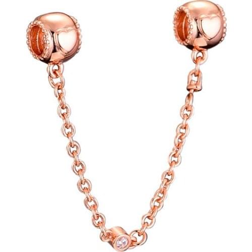 Christmas Beads Embossed Hearts Safety Chain For Sterling Silver Jewelry Bracelets & Bangle Woman DIY Beads For Jewelry Making