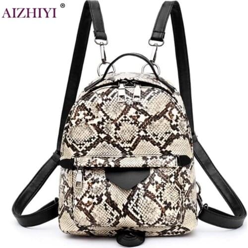 Girls Fashion Female Casual Animal Print Shoulder Crossbody Bags Women Large Capacity Snake Leopard Backpack PU Leather Knapsack