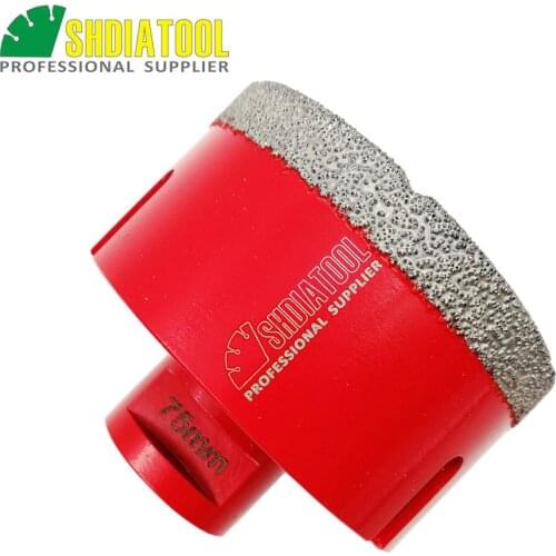 SHDIATOOL 75mm Vacuum brazed diamond drilling core bit porcelain tile drill bit granite marble Crown M14 Thead diamond hole saw