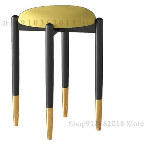 Nordic Light Luxury Leather Stool Home Fashion Dining Table Stool Net Red Creative Makeup Stool Simple Stackable Small Stool