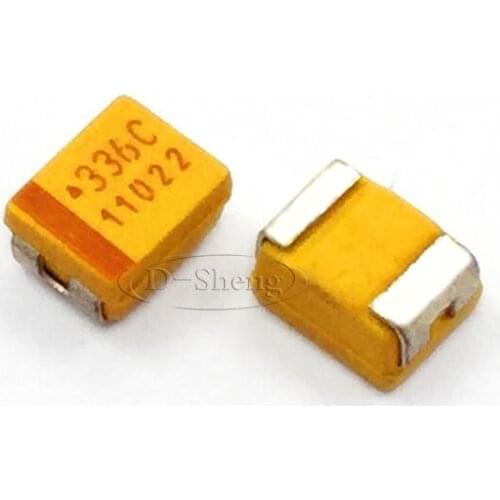 50pcs/SMD Tantalum capacitor 336C 33UF 16V B type 3528 1210 Polar Bile capacitor Yellow