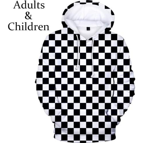 Personality Print white and black plaid Ghost Blade 3D Hoodies Men Women Streetwear Autumn 3D Kids Demon Slayer children clothes