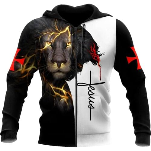 Lion God Jesus Cross 3D All Print Plus Hoodie 7 Man Women Harajuku Outwear Zipper Pullover Sweatshirt Casual Unisex Jacket