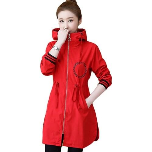 Fashion New Women Trench Coat Solid Loose Hooded Pocket Zipper Lightweight Windbreaker Outwear Female Casual 2019 Plus Size Q386