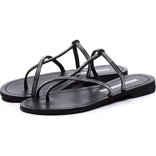 2019 summer new flat bottom sandals and slippers flip-flops casual fashion womens shoes Big Size 43