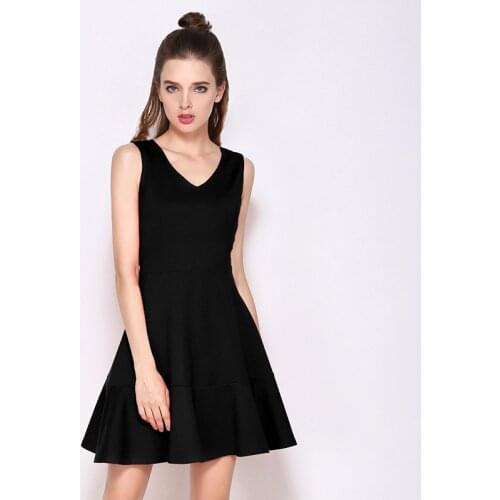 OL Summer Black Sleeveless Vest Mini Dress Zomerjurk Dames 2021 Rockabilly Dresses Woman Party Night Moda Feminina KYS015
