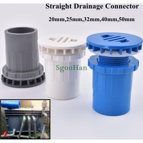 1PC ID 20~50mm PVC Pipe Aquarium Fish Tank Drainage Joint Home Garden DIY Overflow Thread Water Tank Hard Tube Fittings