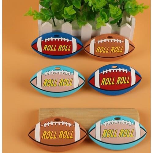 Kovict 1pcs Rugby Boy Baby Silicone Teethers Food Grade Silicone For DIY Pacifier Chain Accessories Chewable Nursing Toys