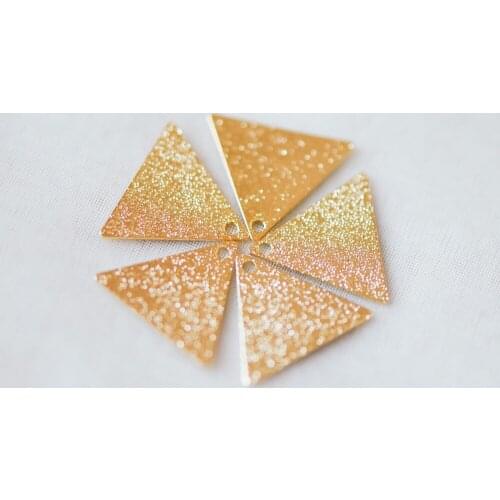 10pcs Gold Plated Brass Triangle Charms 15mm, Matte Flat Disc Pendants (GB-241)