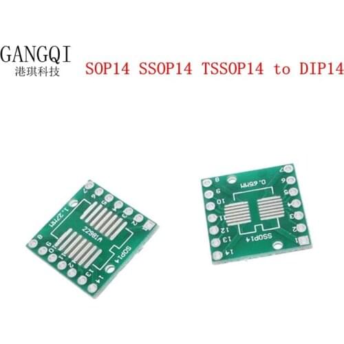 10pcs SOP14 SSOP14 TSSOP14 to DIP14 Pinboard SMD To DIP Adapter 0.65mm/1.27mm to 2.54mm DIP Pin Pitch PCB Board Converter Socket