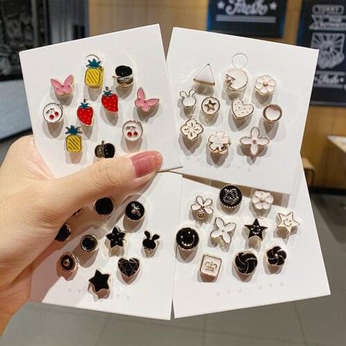 10PC Shirt Brooch Buckle Pearl Button Neckline Pin Women Cufflinks Decoration