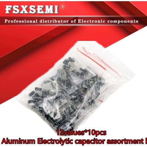 12values x10pcs=120pcs 0.22UF-470UF 1uf~470uf 4x7mm 5*7 Aluminum Electrolytic capacitor assortment kit 1UF 2.2UF 3.3UF 4.7UF