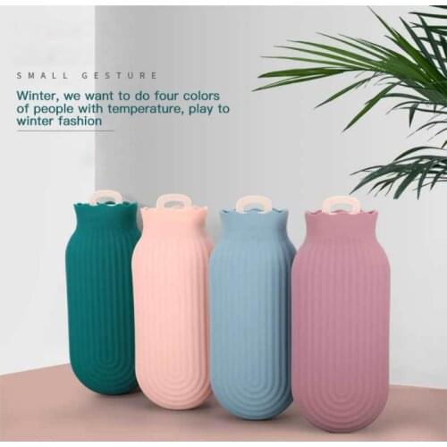 2Size Hot Water Bottle Solid Color Thick Silicone Rubber Hot Water Bag Explosion-proof Portable Hot Water Bags Home Accessories