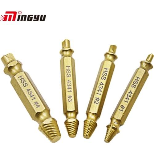 4pcs Double Head Damaged Screw Extractor High Speed Steel Drill Bit Guide Broken Stud Bolt Remover Metal Damaged Screw Extractor